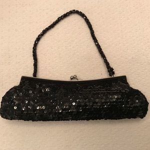 Black sequin clutch bag